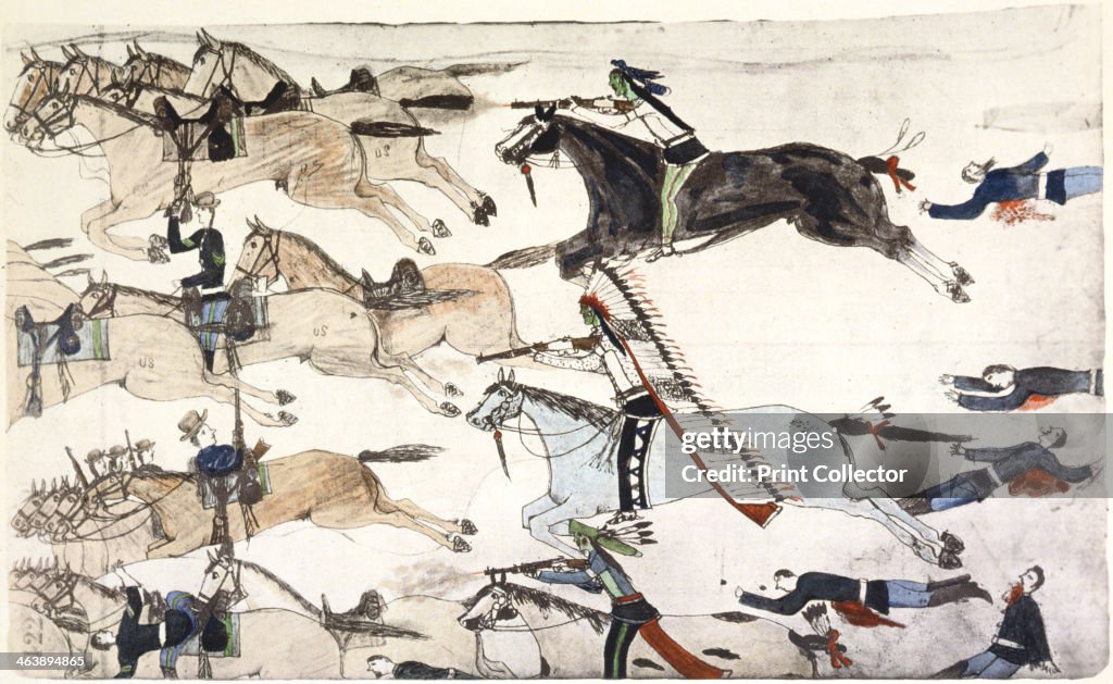 Battle of Little Bighorn, Montana, USA, 25-26 June 1876 (c1900). Artist: Amos Bad Heart Buffalo