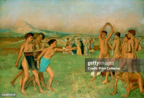 'Young Spartans Exercising', c1860. Spartan girls urge boys to fight. From the National Gallery, London.