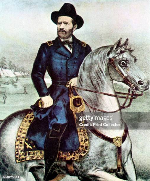 Ulysses S Grant, American soldier, 1863. Illustration issued after his victory at Vicksburg. Ulysses Simpson Grant commanded the Union army in the...