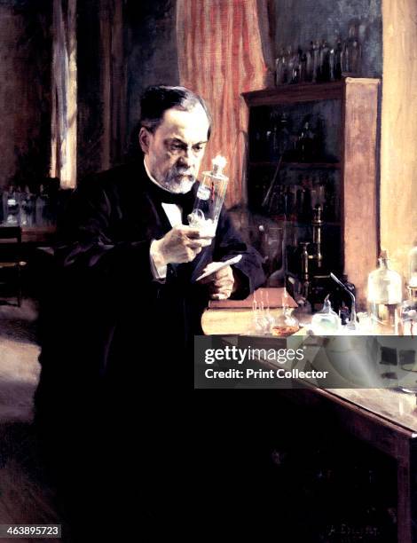 'Louis Pasteur In His Laboratory' a portrait of French chemist and biologist Louis Pasteur , by Albert Edelfelt, 1885.