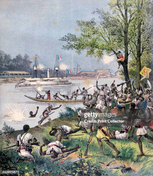 Attack on the Villagers of Dahomey by the French, 1892. A print from the Le Petit Journal, 20th August 1892.