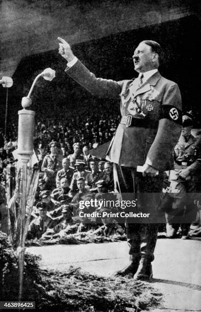 Adolf Hitler addressing a rally, c1930s.