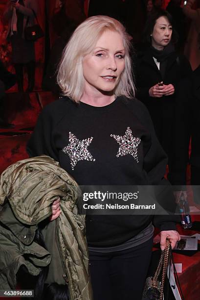 Debbie Harry attends the Marc Jacobs fashion show during Mercedes-Benz Fashion Week Fall 2015 at Park Avenue Armory on February 19, 2015 in New York...
