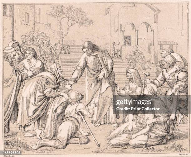 Jesus healing the multitudes, c1880. From the Bible.