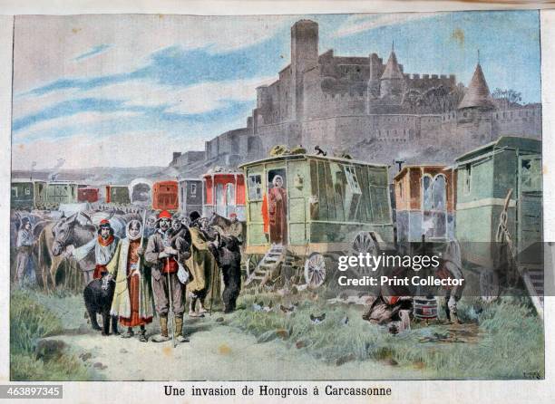 Hungarian gypsies outside Carcassonne, France, 1898. An illustration from Le Petit Journal, 18th December 1898.