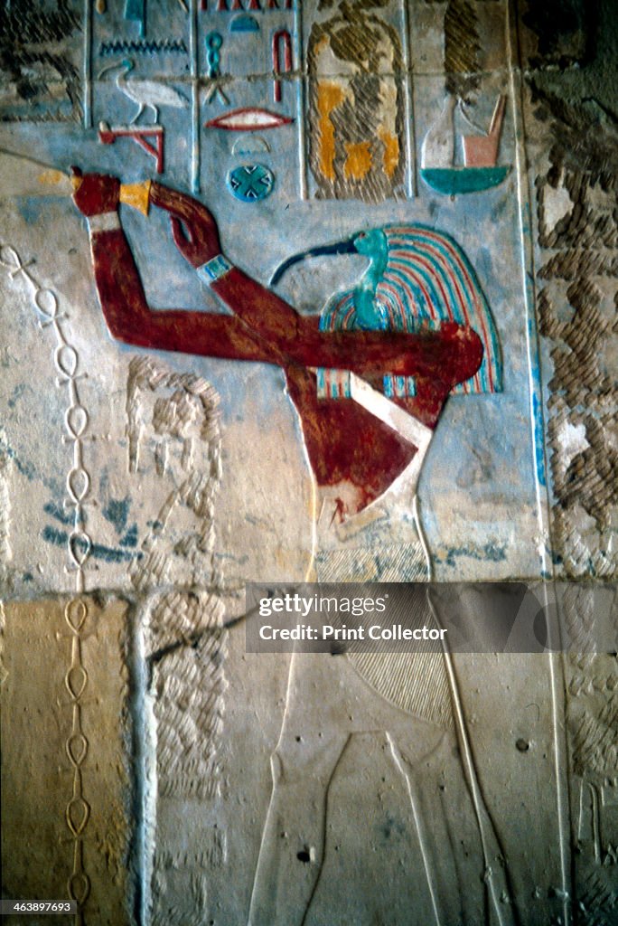 Wall painting depicting the god Thoth, temple of Rameses III, Medinet Habu, Egypt, c1187-c1156 BC.