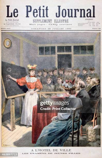 Young girls taking exams in a Town Hall, France, 1895. An illustration from Le Petit Journal, 28th July 1895 .