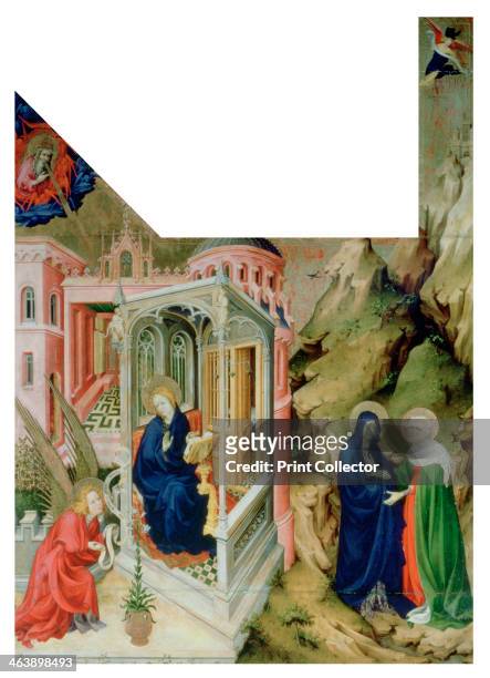'Annunciation and Visitation', 1394-1399. Left-hand panel of an altar triptych in the Carthusian monastery at Dijon, France.