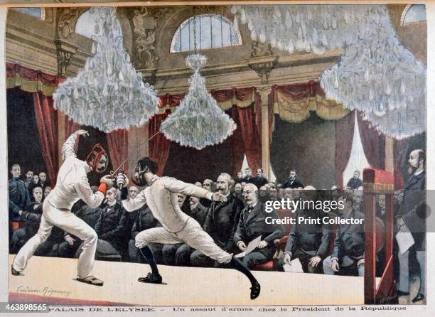 Fencing in front of the President of the Republic, Palais de l'Élysée, 1895. An illustration from Le Petit Journal, 9th June 1895.