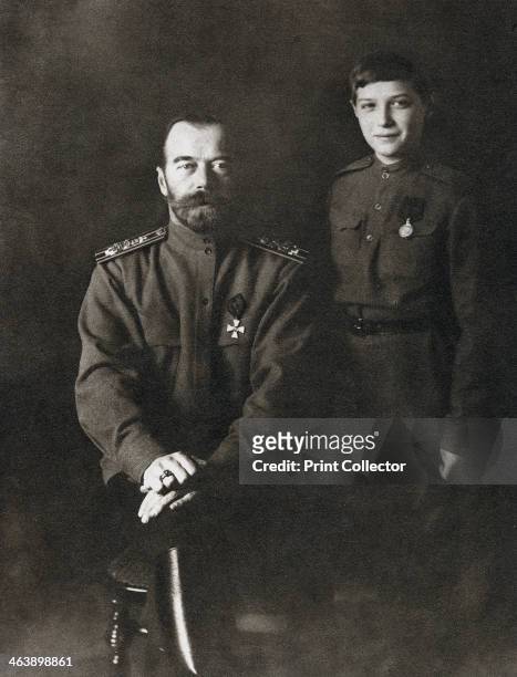 Nicholas II, Tsar of Russia and his son, Alexei, in military uniform, 1915. Nicholas II , Emperor of Russia from 1894 and the Tsarevich Alexei , who...