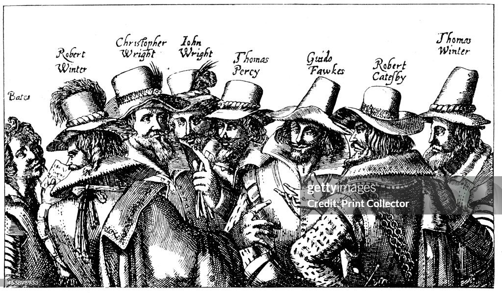 Guy Fawkes and the Gunpowder Plotters, 1605.