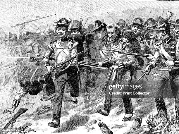 Battle of Talavera, Peninsular War, 27-28 July 1809. A bayonet charge by the 48th Foot, the Northamptonshire Regiment, who were awarded battle...