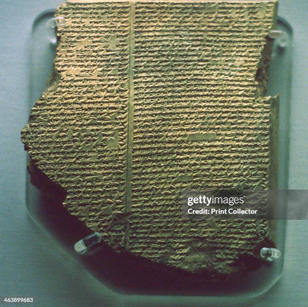 Cuneiform tablet relating part of the Epic of Gilgamesh, Neo-Assyrian, 7th century BC. A tablet from the library of the Assyrian King Ashurbanipal...
