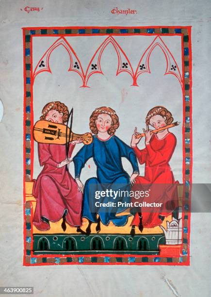Musicians, 1304-1340. Illustration from the Manesse Codex or Grosse Heidelberger Liederhandschrift, University of Heidelberg Library.