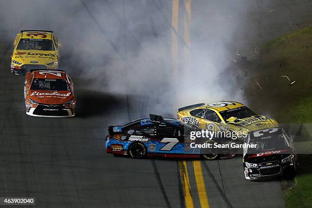 Alex Bowman, driver of the Toy State/Nikko Chevrolet, Austin Dillon, driver of the DOW Chevrolet, and Sam Hornish Jr., driver of the Twisted Tea...