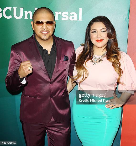 Fernando Vargas and Martha Lopez Vargas arrive at the NBC/Universal 2014 TCA Winter press tour held at The Langham Huntington Hotel and Spa on...