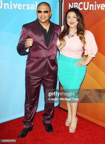 Fernando Vargas and Martha Lopez Vargas arrive at the NBC/Universal 2014 TCA Winter press tour held at The Langham Huntington Hotel and Spa on...