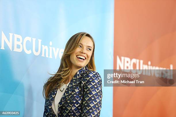 Jessica McNamee arrives at the NBC/Universal 2014 TCA Winter press tour held at The Langham Huntington Hotel and Spa on January 19, 2014 in Pasadena,...