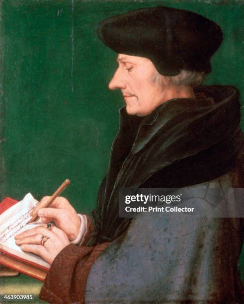 'Erasmus of Rotterdam', 1523. Found in the collection of the Kunstmuseum Basel Art Museum, Basel, Switzerland.