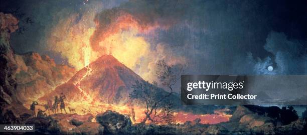 'Eruption of Vesuvius', 1770s. Vesuvius, the volcano most famous for its eruption of 79 AD which destroyed Pompeii, erupted several times in the...