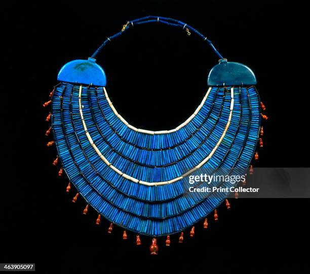 Ancient Egyptian pectoral, 5th-4th century BC. Earthenware with blue pearls. From a private collection.