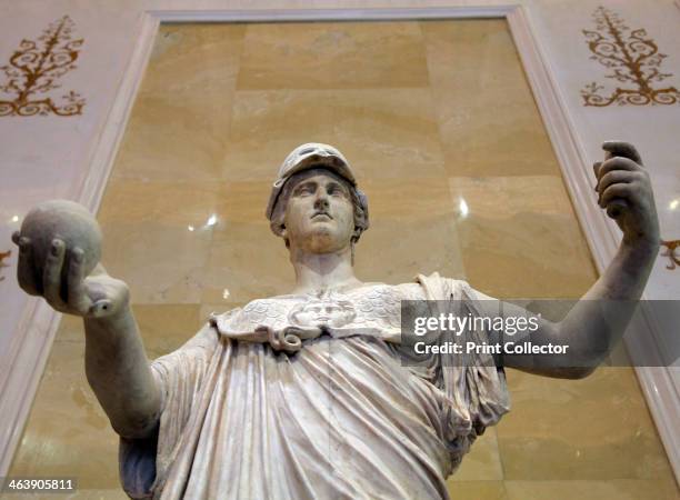 Statue of Athena, Goddess of Wisdom and Just War, and patroness of crafts, 2nd century. After the Greek original of the 5th century BC. Minerva was...