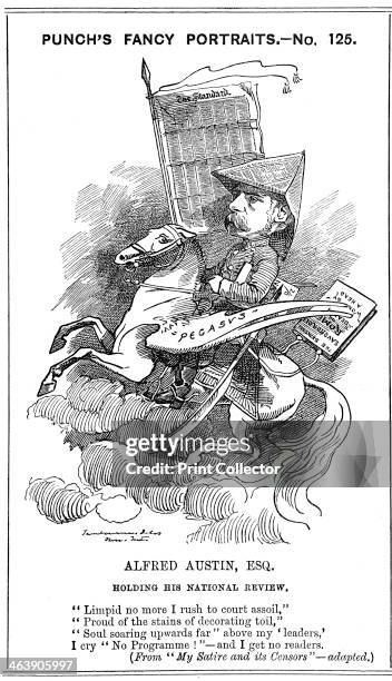 Alfred Austin , British poet, 1883. Cartoon from the Fancy Portraits series in Punch, London, 3 March 1883, when Austin became editor of National...
