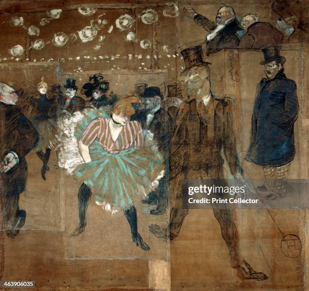 Panneau pour la baraque de la Goulue a la Foire du Trone: Le Moulin Rouge. La Goulue , et Valentin le desossee Henri de Toulouse-Lautrec, , 298 x 316...