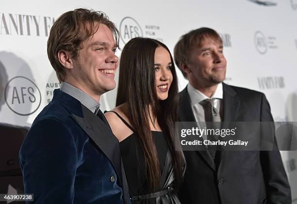 Actors Ellar Coltrane, Lorelei Linklater and director Richard Linklater attend VANITY FAIR and Chrysler Celebration of Richard Linklater and the cast...