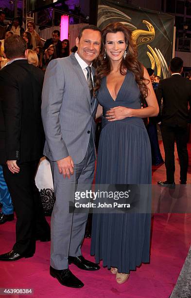 Alan Tacher and Cristina Bernal attend the 2015 Premios Lo Nuestros Awards at American Airlines Arena on February 19, 2015 in Miami, Florida.
