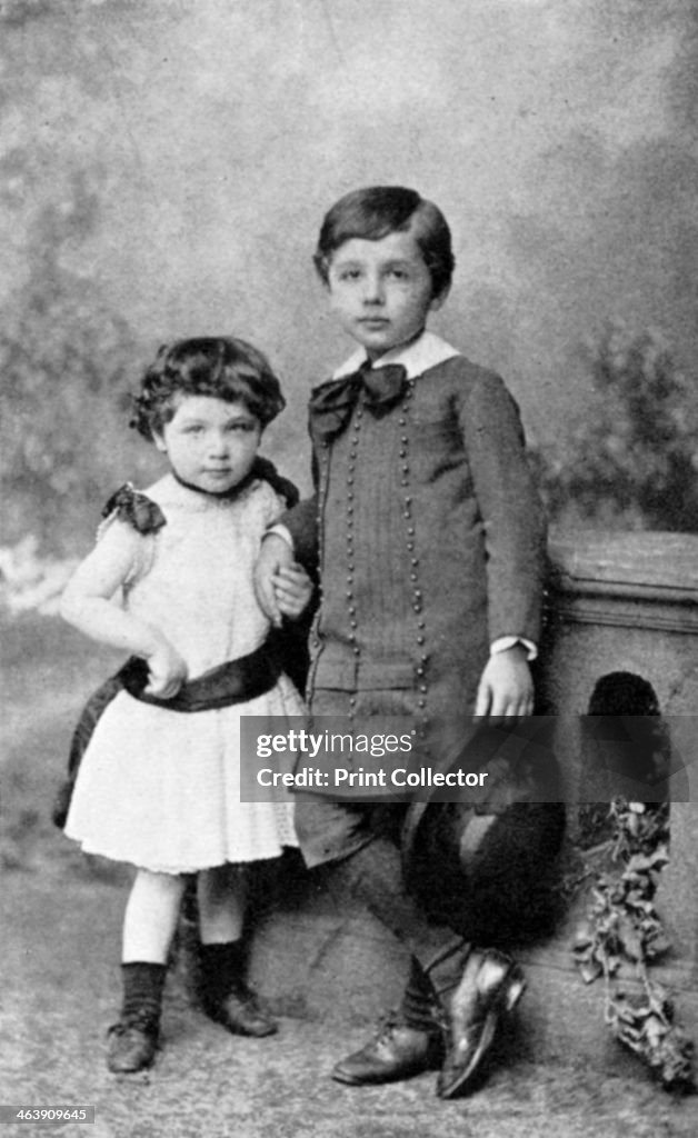 Albert Einstein, (1879-1955), theoretical physicist, and his sister Maja as small children, 1880s.
