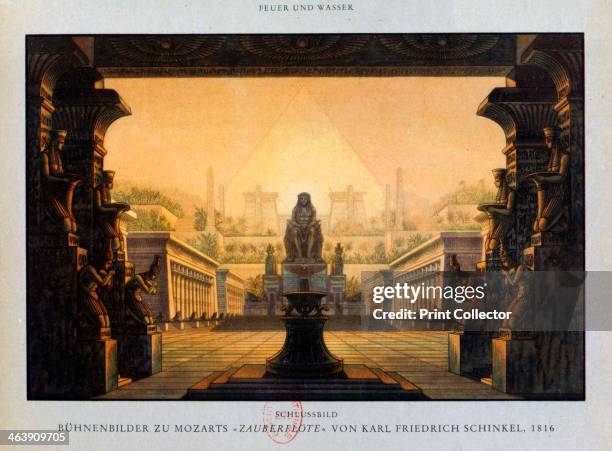 The temple of Isis and Osiris, The Magic Flute, 1816. Stage design by Karl Freidrich Schinkel for The Magic Flute , showing the courtyard of the...