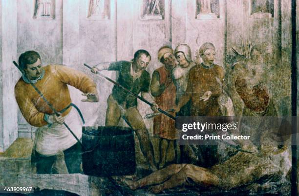 'Martyrdom of St Laurence', mid 15th century. St Laurence saint and martyr, Deacon of the Christian church in Rome. Under the persecution of Valerian...