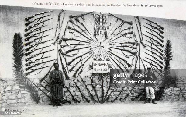 Captured arms from the battle of Menabha, Colomb-Béchar, Algeria, c1910. The Battle of Menabha was fought between soldiers of the French Foreign...