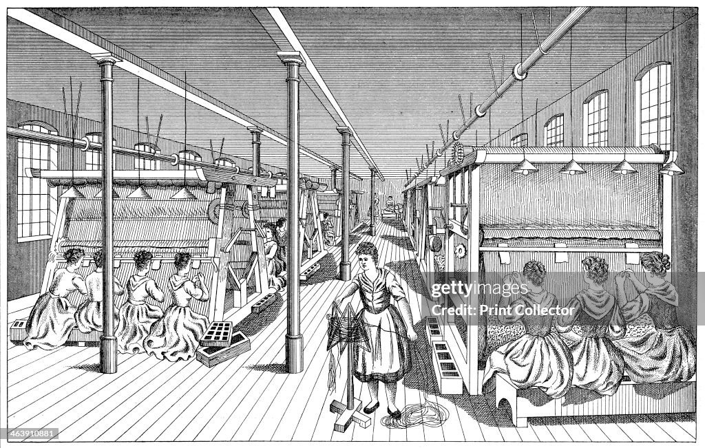 Women workers in a carpet factory, c1895.