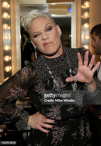 Honoree Pink attends the 2nd Annual unite4:humanity presented by ALCATEL ONETOUCH at the Beverly Hilton Hotel on February 19, 2015 in Los Angeles,...