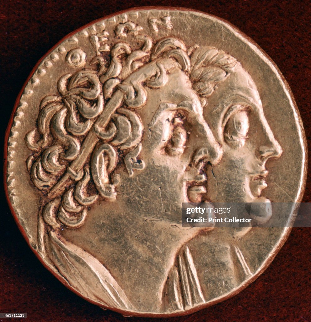 Coin of Ptolemy I and Berenice I, Ptolemaic kingdom of Egypt, 3rd century BC.