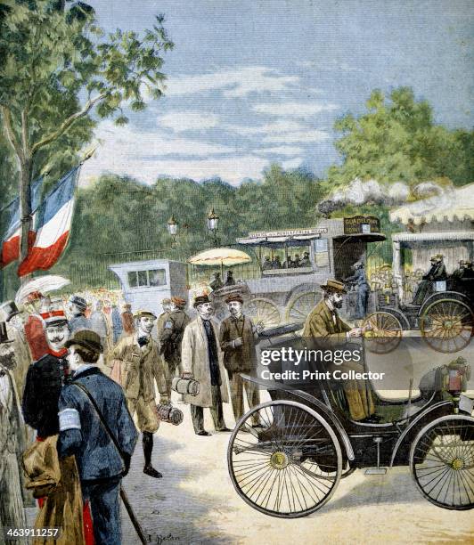 Automobile reliability trial between Paris and Rouen, sponsored by Le Petit Journal, 1894. First prizes were awarded to Panhard and Levassor and to...