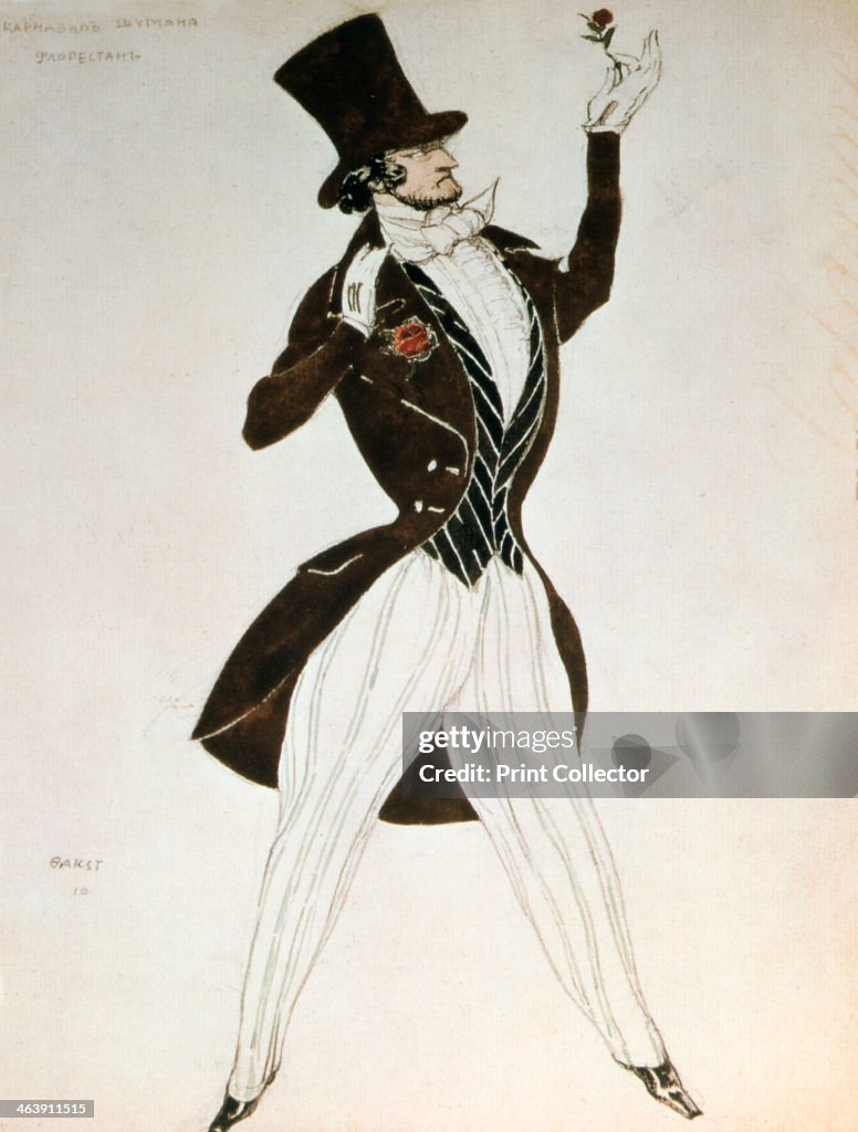 Florestan, design for a costume for the ballet Carnival composed by Robert Schumann, 1919. Artist: Leon Bakst