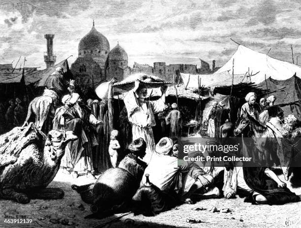'Market at Dessouk, Egypt', 1880. Published in L'Egypt by George Moritz Ebers, 1880.