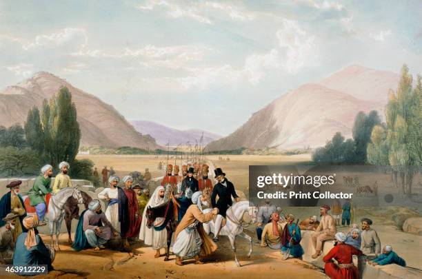 Surrender of Dost Mohammad Khan, Kabul, First Anglo-Afghan War, 1838-1842. Dost Mohammed Khan, ruler of Afghanistan, surrendering to William...