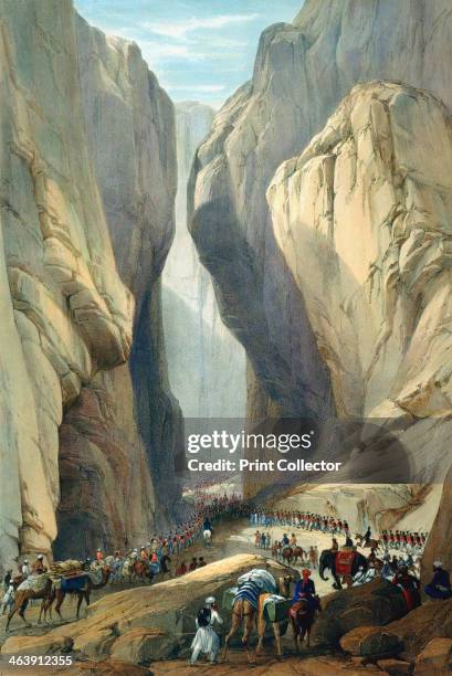 British army entering the Bolan Pass from Dadur, First Anglo-Afghan War, 1838-1842. The British fought the Anglo-Afghan Wars in an attempt to block...