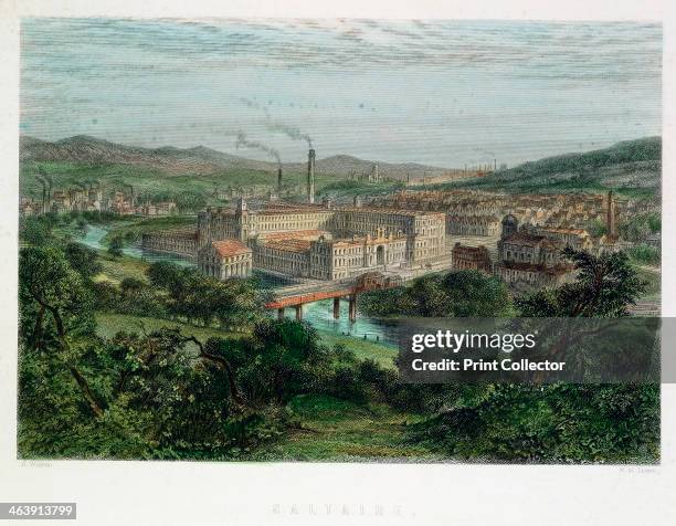 Saltaire, Yorkshire, 19th century. Saltaire was a model textile factory and town near Bradford,Yorkshire, founded by Titus Salt in 1851. Shops, a...