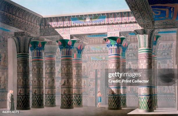 'Grand Temple, Isle of Philae', Nubia, Egypt, 19th century. Hypostyle hall of the Ancient Egyptian Temple of Isis, built during the Ptolemaic Period.