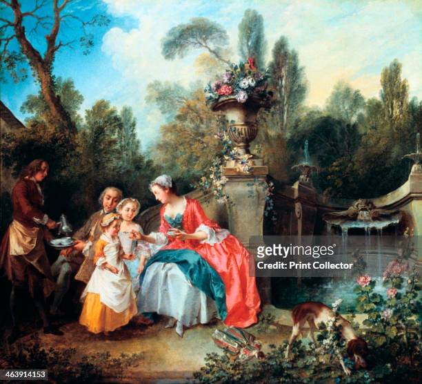 Lady in a Garden taking Coffee with some Children', probably 1742. From the National Gallery, London.