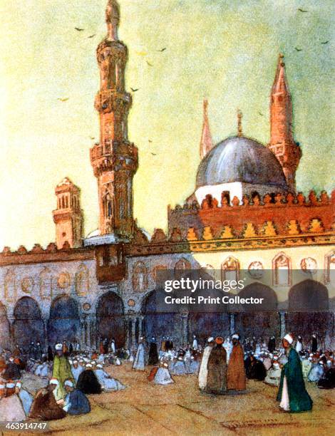 The Mosque of Al-Azhar, 1928. The Al-Azhar Mosque was built between 969 and 972 by the Fatimid Caliph Muezz Li-Din Allah. It is connected to the...