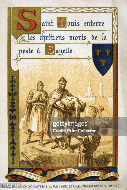 Scene from the life of Bertrand du Guesclin, . Saint Louis buries Christians who have died of the plague at Sayette. Bertrand du Guesclin entered the...