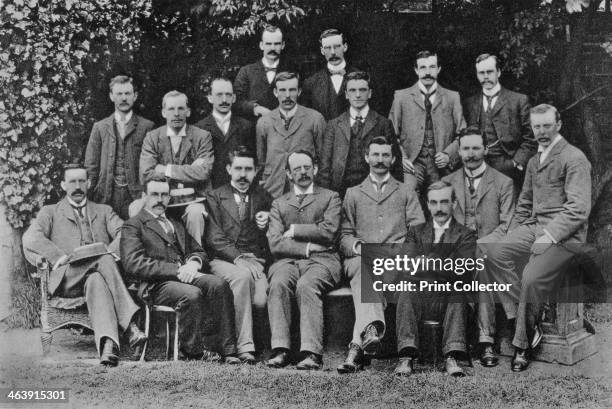 Thomson, British nuclear physicist, 1898. Joseph John Thomson , the discoverer of the electron, with his students at the Cavendish Laboratory,...