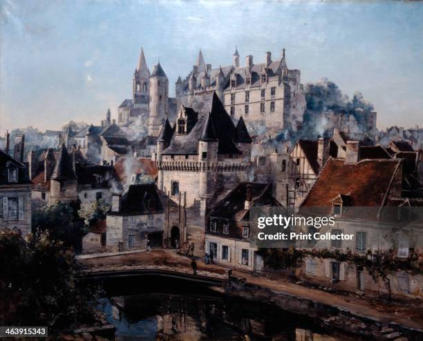'The Port of Cordelieres and Castle Loches', Touraine, France, 1891. Built on a rocky outcrop the chateau towers over the town and its outer walls...