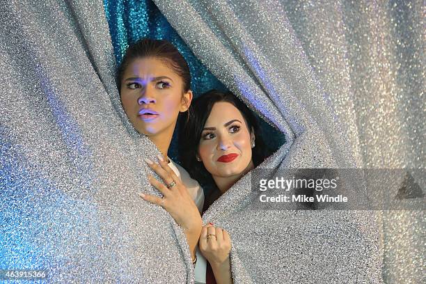 Actresses Zendaya and Demi Lovato attend the 2nd Annual unite4:humanity presented by ALCATEL ONETOUCH at the Beverly Hilton Hotel on February 19,...